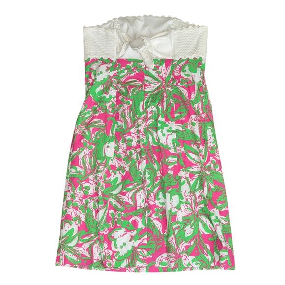 Lilly Pulitzer Resort Strapless Pink Floral Dress Size 6 - Picture 2 of 4